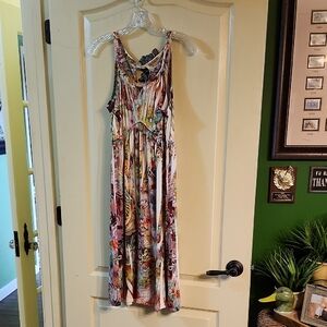 b. friends Boho Sleeveless Floral Print Midi Dress in Multicolor